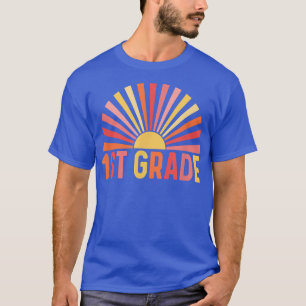 1st Grade Teacher Rainbow Heart 70s Retro Boho Cut T-Shirt