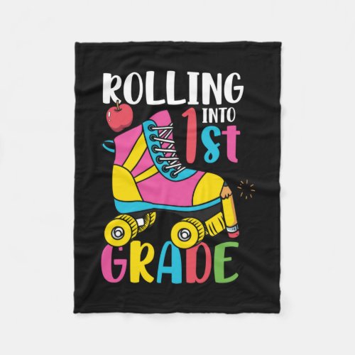 1st Grade Teacher Rolling Into 1st Grade Fleece Blanket