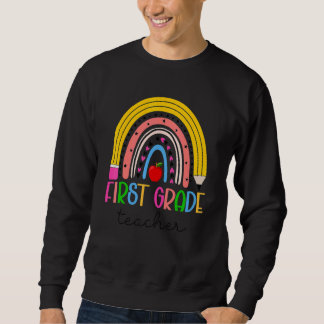 1st Grade Teacher Teach Love Inspire Rainbow Back  Sweatshirt
