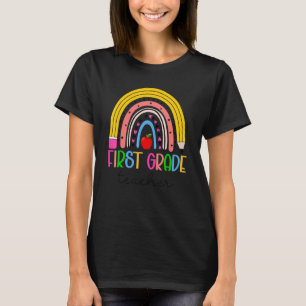 1st Grade Teacher Teach Love Inspire Rainbow Back T-Shirt