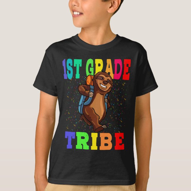 1st Grade Tribe Sloth Back To School T-Shirt (Front)