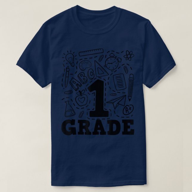 1st Grade Typography Team First Grade Teacher Back T-Shirt (Design Front)