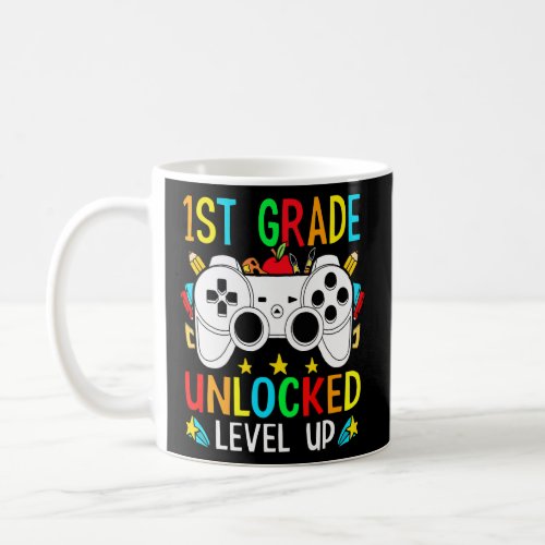 1st Grade Unlocked Level Up Video Gamer Boys Back  Coffee Mug