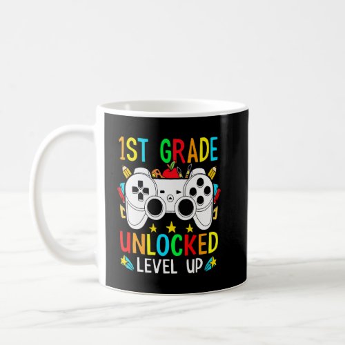 1st Grade Unlocked Level Up Video Gamer Boys Back  Coffee Mug