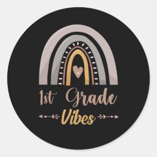 1st Grade Vibes Rainbow First Grade Back to School Classic Round Sticker