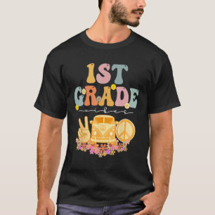 1st Grade Vibes Retro Groovy Vintage First Day Of  T-Shirt