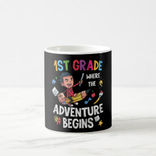 1st Grade Where Adventure Begins Back to School Coffee Mug