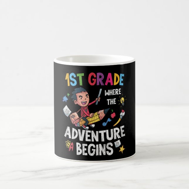 1st Grade Where Adventure Begins Back to School Coffee Mug (Center)