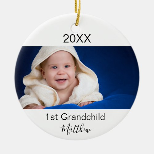 1st Grandchild baby photo grandparents Ceramic Ornament