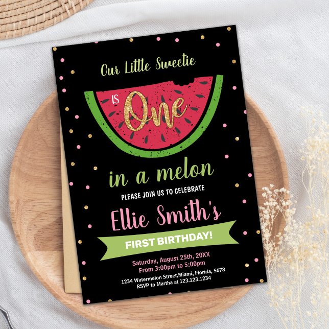 1st Green Watermelon Birthday Invitations (1st Green Watermelon Birthday Invitations)