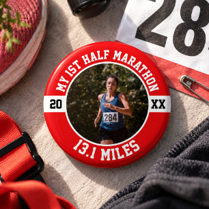 1st Half Marathon Running First Runner Sports 13 1 Button