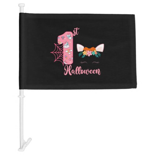 1st Halloween Birthday Halloween Fall Car Flag