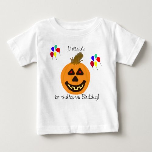1st Halloween Birthday Pumpkin  Balloons T_Shirt
