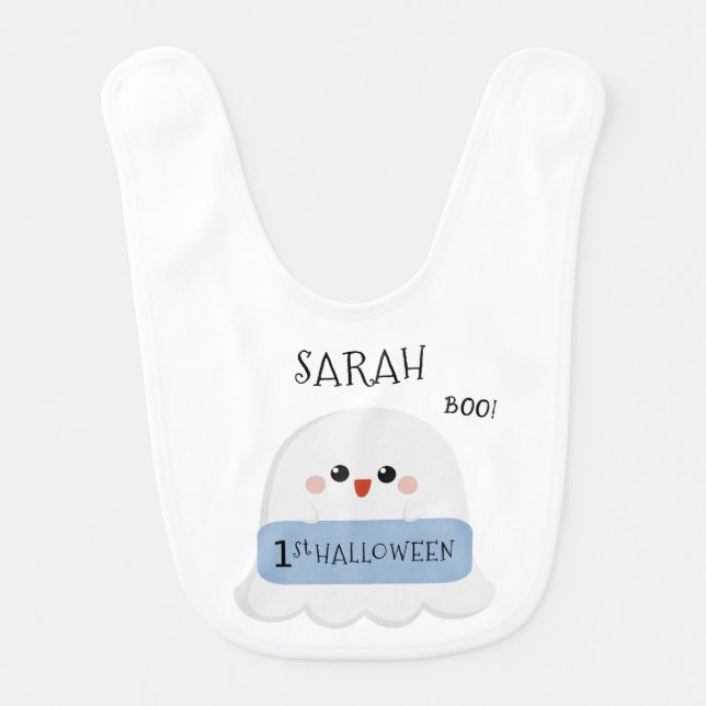 1st Halloween Cute Ghost Baby Bib (Front)