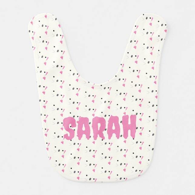 1st Halloween cute pink ghost pattern personalized Baby Bib (Front)