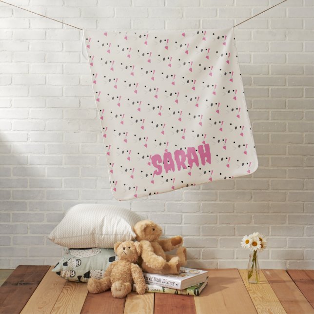 1st Halloween cute pink ghost pattern personalized Baby Blanket (In Situ)