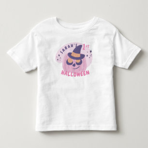 1st Halloween Cute Pink & Purple Pumpkin Hat Toddler T-shirt