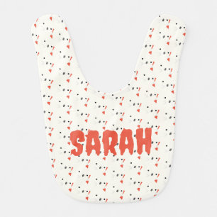 1st Halloween orange ghost pattern personalized Baby Bib