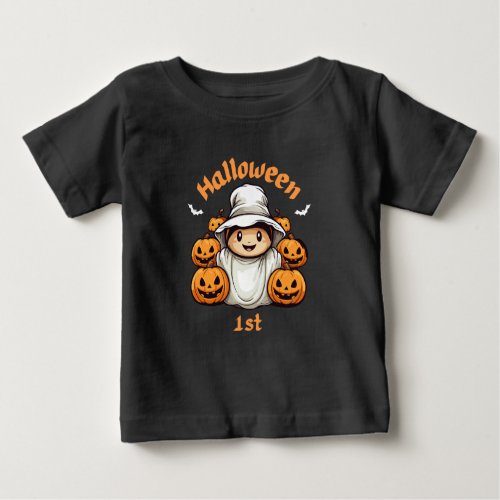 1st Halloween Orange Illustrated Baby T_Shirt