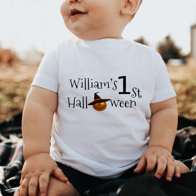 1st Halloween Pumpkin Personalized  Baby T-Shirt (Creator Uploaded)