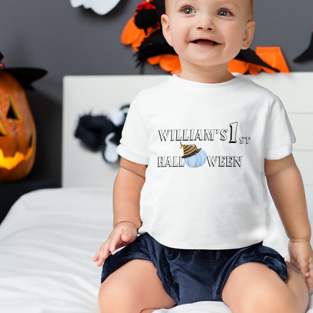 1st Halloween Pumpkin Personalized  Baby T-Shirt (Creator Uploaded)