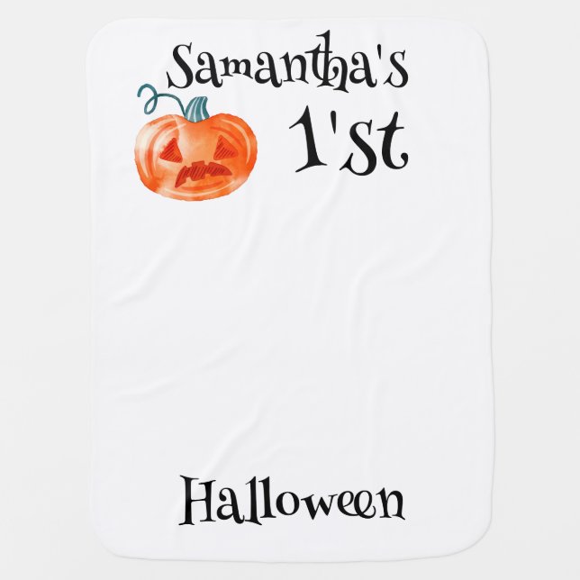 1st Halloween Pumpkin Photobooth Post Baby Blanket (Front)