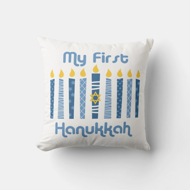 1st Hanukkah Candles Throw Pillow (Front)