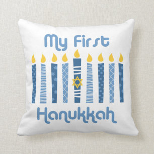 1st Hanukkah Candles Throw Pillow