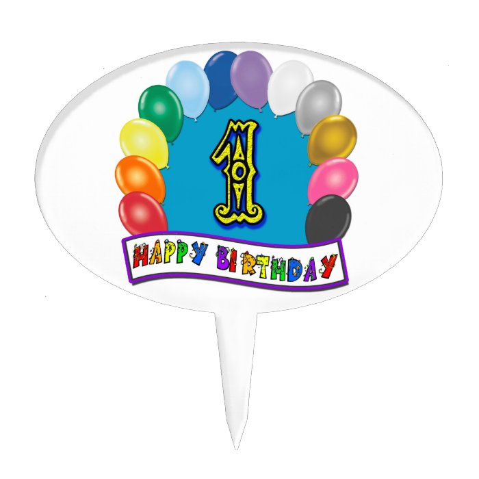 1st Happy Birthday with Balloons Cake Topper Pick