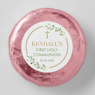 1st Holy Communion Green watercolor wreath custom Dipped Oreo Cookie Favors