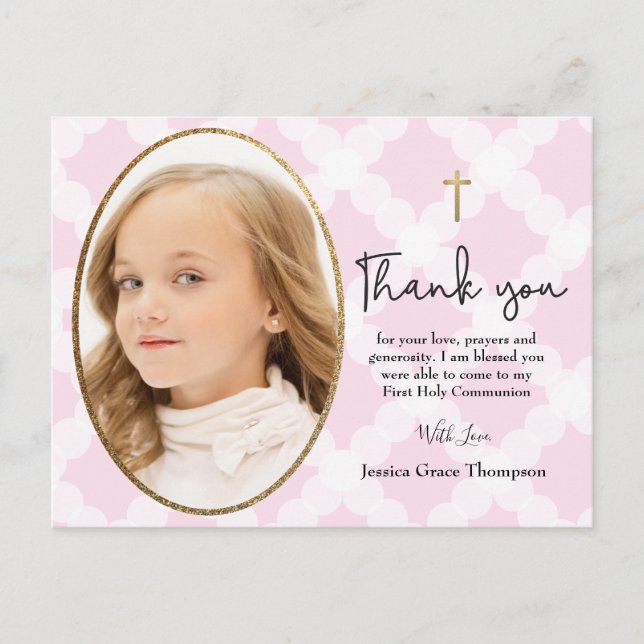 1st holy communion thank you photo postcard (Front)