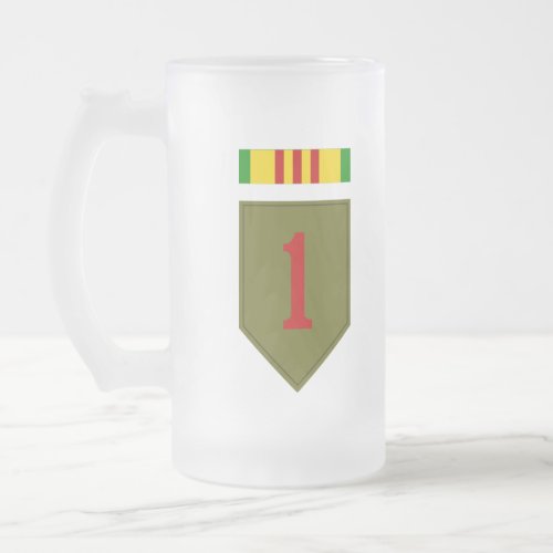 1st ID with Vietnam Service Ribbon Frosted Glass Beer Mug