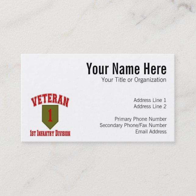 1st ID Vet - College Style Business Card (Front)