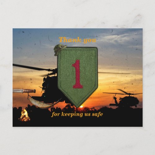 1st infantry big red 1 veterans vets patch postcard