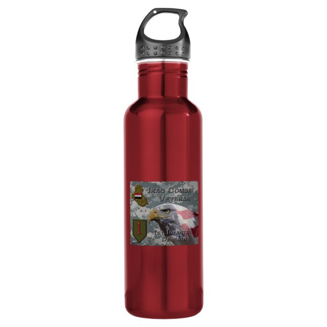 1st Infantry Div Iraq Combat Veteran Stainless Steel Water Bottle (Front)