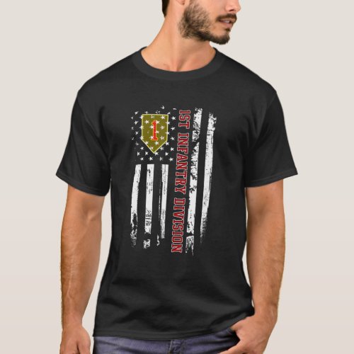 1St Infantry Division American Flag The Big Red On T_Shirt