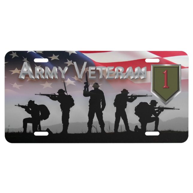 1st Infantry Division Army Veteran License Plate (Front)