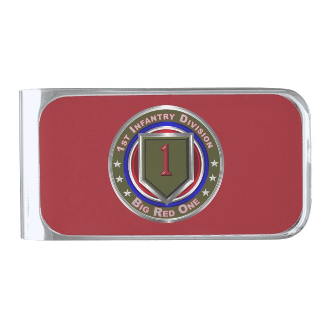 1st Infantry Division “Big Red One” Silver Finish Money Clip (Front)