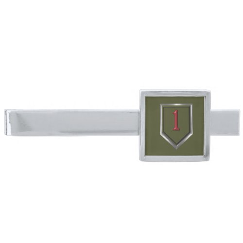 1st Infantry Division Big Red One   Silver Finish Tie Bar