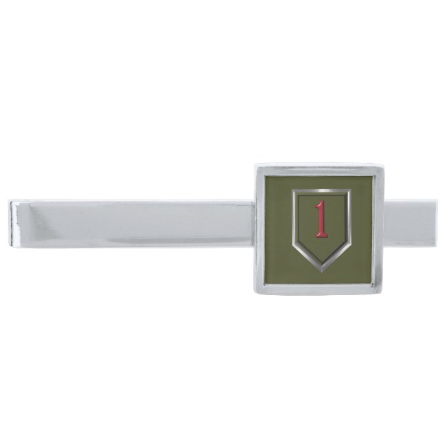1st Infantry Division “Big Red One”   Silver Finish Tie Bar (Front)