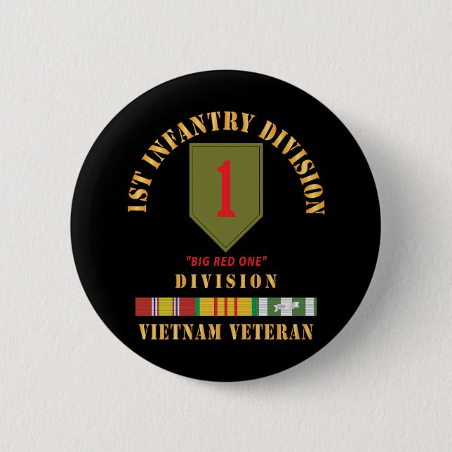 1st Infantry Division - Big Red One - Vietnam Vet Button (Front)