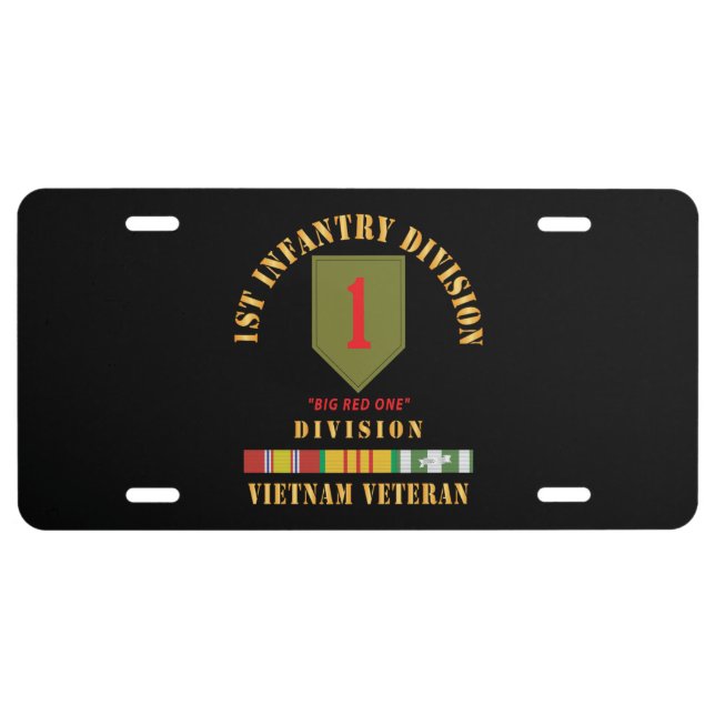 1st Infantry Division - Big Red One - Vietnam Vet License Plate (Front)