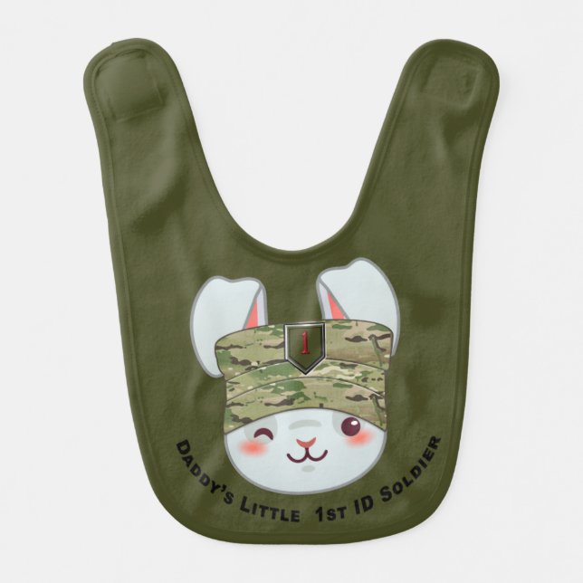 1st Infantry Division Bunny Patrol Cap Baby Bib (Front)