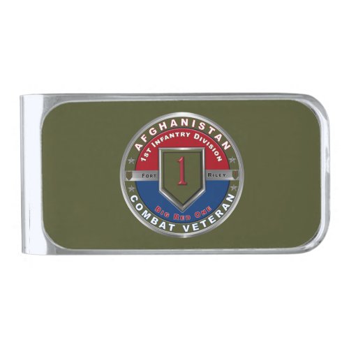 1st Infantry Division Combat Veteran Silver Finish Money Clip