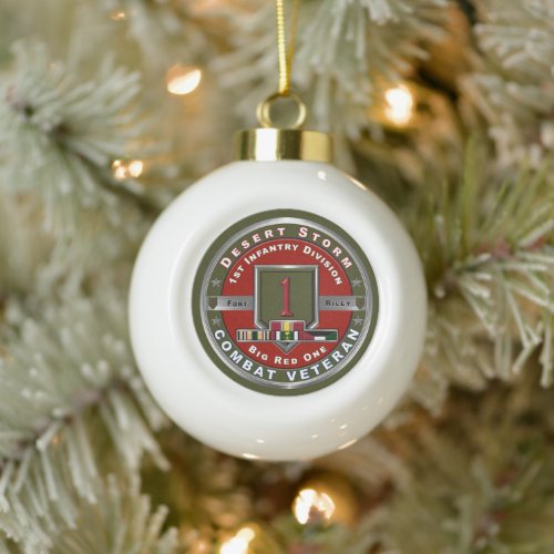 1st Infantry Division Desert Storm Veteran  Ceramic Ball Christmas Ornament