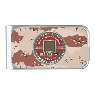 1st Infantry Division Desert Storm Veteran Silver Finish Money Clip