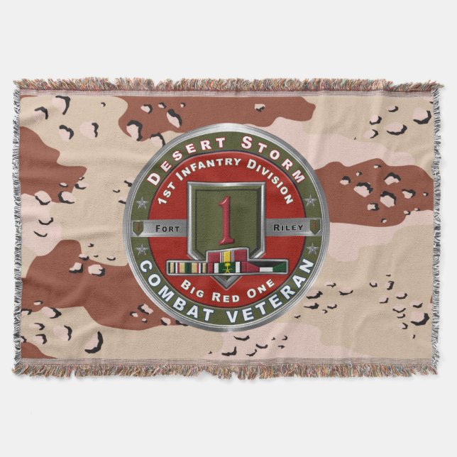 1st Infantry Division Desert Storm Veteran Throw Blanket (Front)