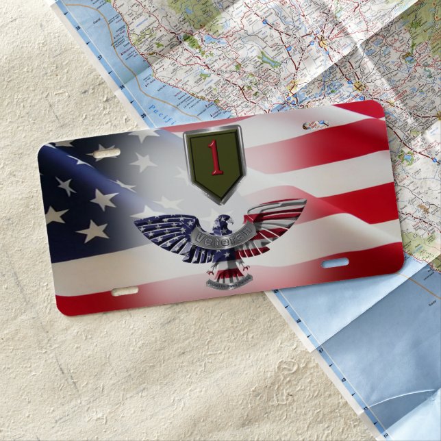 1st Infantry Division Eagle American Flag License  Plate (In Situ)