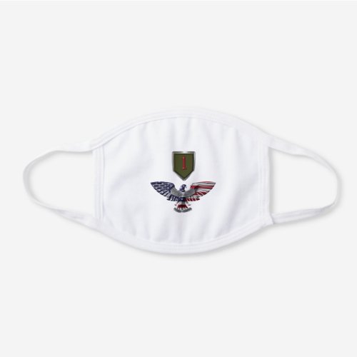 1st Infantry Division Eagle American Flag White Cotton Face Mask