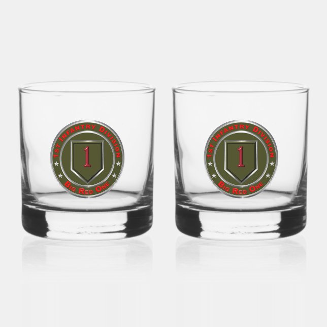 1st Infantry Division Retired Whiskey Glass (Front)